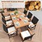 Outdoor Acacia Wood Dining Table 79 Inch with 8 Rattan Woven Chairs and Umbrella Hole